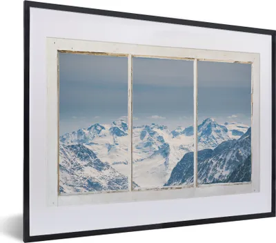 Produktbild von MuchoWow® MuchoWow® Gerahmtes Poster Aussicht - Berg - Schnee 40x30 cm - Poster mit zchwarzem Bilderrahmen - Bilderrahmen - Poster im Rahmen