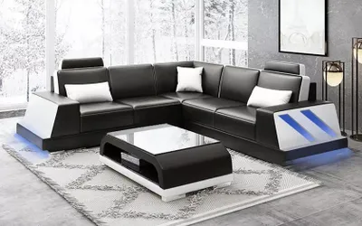 Zdjęcie produktu dla Skórzana sofa narożna tapicerowana sofa narożna sofa narożna tapicerka do salonu