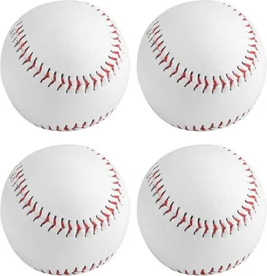 Productafbeelding van 4 Stuks 22.5cm Baseballs - PolyurethanBaseballs voor Training en Spel - Zacht Impact Sportballen voor Jeugd en Volwassenen - Binnen en Buiten Ac