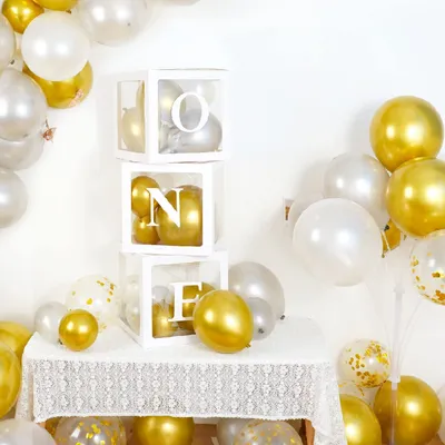 Produktbild von 1.Geburtstag Ballon Box Deko für Mädchen Junge,3 x Luftballon Boxen mit Buchstaben ONE,erster Geburtstag Ballonbox für Babyparty,Baby Shower Party Hintergrund Deko