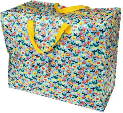 Produktbild von LS-LebenStil XXL Jumbo Bag Blumen 55cm faltbar Kunstsoff Einkaufstasche Unterbettkommode Aufbewahrungstasche Kleidung Bettdecken Kissen