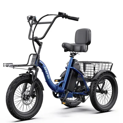 Productafbeelding van RH30, inklapbare elektrische driewieler voor volwassenen, 18 inch, 48V 15Ah, 25 km/u, grote opvangbak, 65 Nm, mechanische schijfremmen, maximaal draagvermogen: 120 kg
