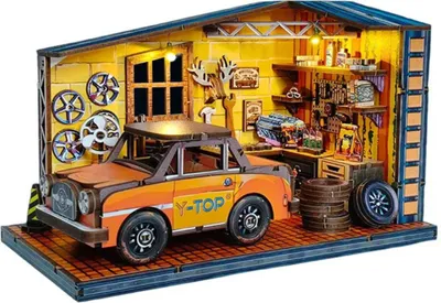 Produktbild von Habarri | DIY Book Nook - Werkstatt des Jahres - Puzzle 3D - Miniatur Haus Kit mit Möbeln und LED-Licht - Buch Ecke Kit