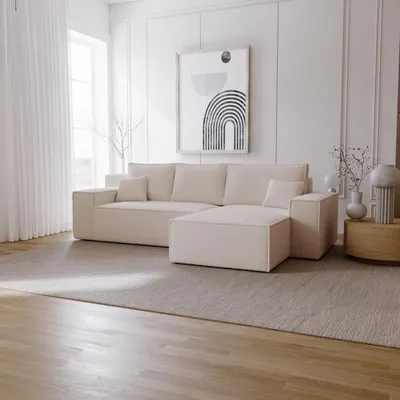 Produktbild von Ecksofa mit Schlaffunktion Bergamo L - Sofa 275 cm mit Bettkasten - Rechts, Ecksofa L-Form, Schlafsofa Beige (Anthology 3)