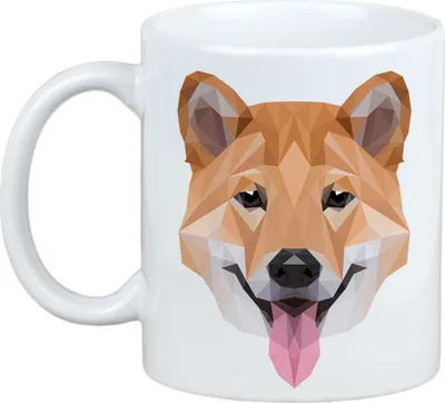 Obrázek produktu pro Shiba Inu – hrnek s obrázkem a nápisem "Geometrický pes" (Art-Dog)