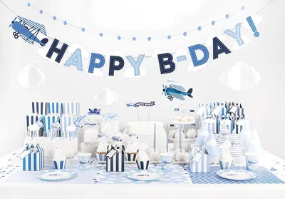 Produktbild von PartyDeco SB14P-230-001-6, Spielzeugballon, Latex, Blau, Weiß, Oval, 30 cm, 6 Stück(e)