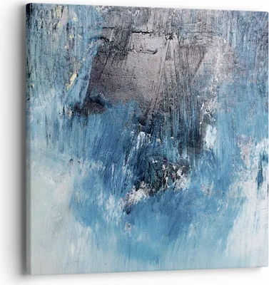 Produktbild von Bild auf Leinwand - Leinwandbild - Einteilig - Abstraktion Blau Schwarz - 40x40cm - Wand Bild - Wanddeko - Wandbilder - Leinwanddruck - Bilder - Wanddekoration - Leinwand bilder - AC40x40-4155