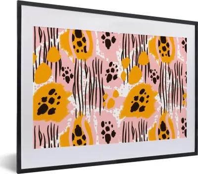 Produktbild von MuchoWow® MuchoWow® Gerahmtes Poster Orange - Rosa - Abstrakt 40x30 cm - Poster mit zchwarzem Bilderrahmen - Bilderrahmen - Poster im Rahmen