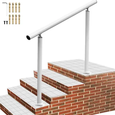 Immagine prodotto di Corrimano per scale esterne, 122 cm, 86 cm Corrimano esterno bianco Ringhiera per scale esterne regolabile da 0 a 60 gradi Corrimano per scale esterne Ringhiera per scale in alluminio bianco per giardino