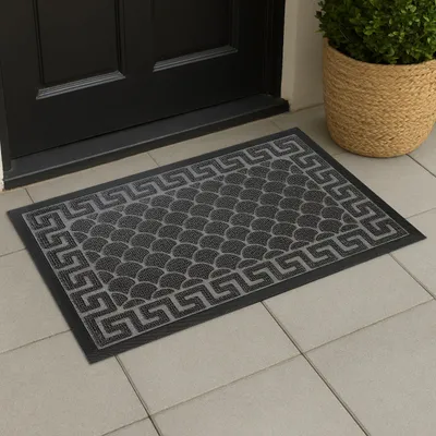Produktbild von Fußmatte Tivoli 45x75 cm Grau – für Innen & Außen, rutschfest, modernes 3D-Design, leicht zu reinigen, Schmutzfangmatte für die Haustür