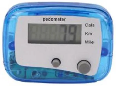 Zdjęcie produktu dla Krokometr – Miniaturowy miernik odległości – Miernik spalonych kalorii – Wyświetlacz LCD – Przezroczysty, niebieski