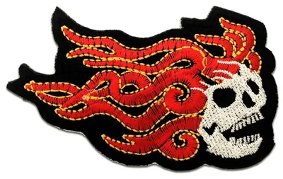 Obrázok produktu pre Skeleton With Flame - záplata, nažehľovacia, nažehľovacia záplata, aplikácia, záplata, nažehľovacia, veľkosť: 9,5 x 5,8 cm