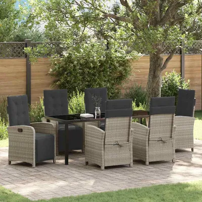 Imagen del producto de Maison Exclusive - Juego de comedor para jardín, 7 piezas, ratán sintético color gris claro