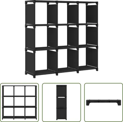 Immagine prodotto di The Living Store Scaffale a cubo con 9 scomparti Nero 103x30x107,5 cm Tessuto