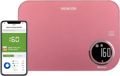 Image de Balance de Cuisine Sencor SKS 7074RD, 5 kg Capacité, Précision 1 g, Écran LCD Rétroéclairé, Fonction TARA, Compatible Sencor FOOD
