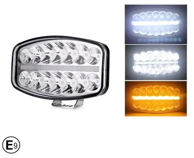Obrázok produktu pre 80 W LED halogénový svetlomet s DRL (denné svietenie), pozičné svetlo, bielo-oranžový neónový efekt, 24,5 cm x 13,9 cm, 4100 lm, 12 V -