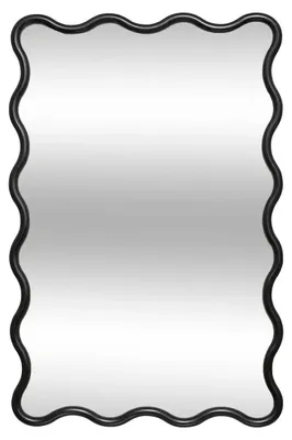 Produktbild von Atmosphera Wandspiegel Waves - schwarz - 89 x 59 cm - Kunststoff/Glas