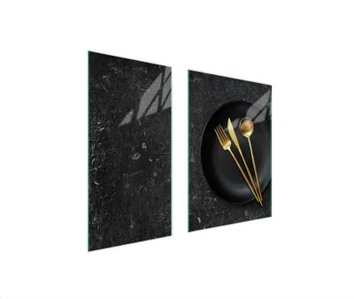 Produktbild von Herdabdeckplatten 2 teilig 75x52 Glaskeramikkochfeld Abdeckung Glas Schneidebrett Schiefer Küche