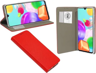 Immagine prodotto di cofi1453 Custodia a libro "Smart" compatibile con SAMSUNG GALAXY A41 ( A415F ) custodia per cellulare custodia a portafoglio con funzione stand, porta carte di credito rosso