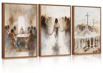 Produktbild von 3-teiliges religiöses Leinwandbild Jesus Bibelvers 30x40cm