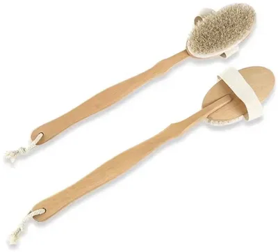 Produktbild von CHPN - Duschbürste - Körperbürste - Massagebürste - Holz - Mit Griff - 1 Stück - 41 cm - Bürste für die Dusche - Rückenpeeling - Schrubber