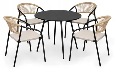 Zdjęcie produktu dla Zestaw mebli ogrodowych balkon stół Domo FI80C + 4x krzesło Portino taupe