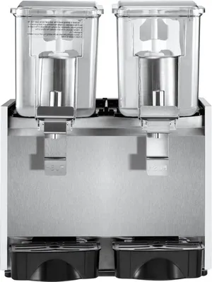 Produktbild von Professioneller Getränkespender aus Edelstahl – Saftdispenser mit Zapfhahn – 2 Tanks à 12 Liter – Mit Kühlfunktion