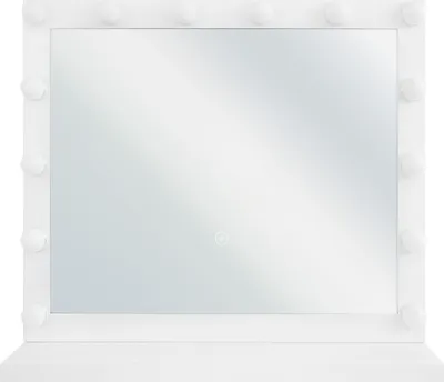 Obrázok produktu pre BELIANI Nástenné zrkadlo biely rám s LED žiarovkami 50 x 60 cm obdĺžnikové hollywoodske