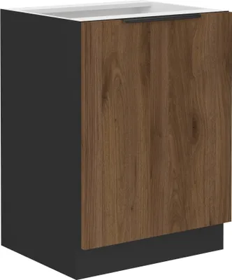 Produktbild von Kondela Unterer Küchenschrank Menzo 60 D 1F BB - Schwarz / Walnuss