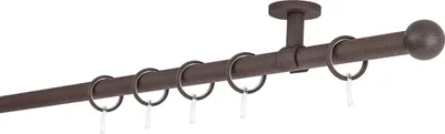 Produktbild von Gardinenstange auf Maß 20mm Ball 1-lauf Deckenträger 4cm Größe: 310cm, Farbvariante: Rost
