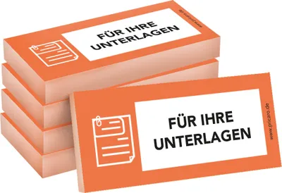 Produktbild von PRICARO Haftnotizen "Für Ihre Unterlagen", orange, 100 Blatt, 5 Stück