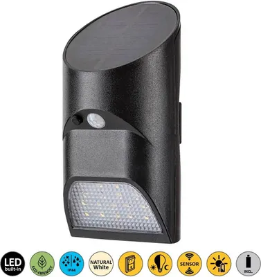 Image de Applique murale SEPIK plastique noir LED 3,6W IP44 4000K L:8cm L:8cm H:16cm avec capteur
