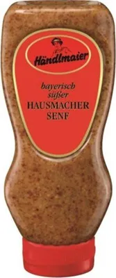 Produktbild von Händlmaiers Hausmachersenf süß in der Squeeze Flasche Vegan 400ml