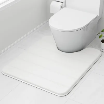 Image de Tapis de salle de bain en mousse à mémoire de forme, 50 x 60 cm, blanc – Tapis de salle de bain ultra-doux, antidérapant et ultra-absorbant