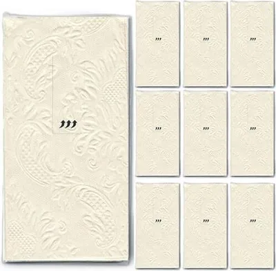 Produktbild von 10 x 10 Taschentücher Moments Ornament creme beige - Uni perlcreme/beige mit Ornamente geprägt