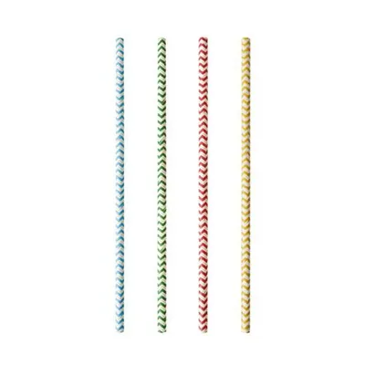 Produktbild von Trinkhalme, Papier Ø 6 mm · 20 cm farbig sortiert "Zig-Zag"