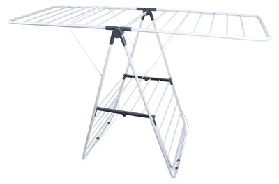 Produktbild von Klappbarer Wäscheständer - Freistehender Flügelwäschetrockner - 4 Flügel 56x147x99 cm - Ausziehbar - Rostfreier Edelstahl - Weiß