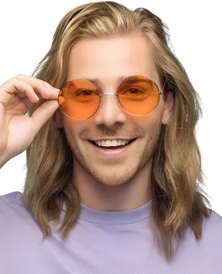 Image de Lunettes hippies géantes orange pour adultes, modèle oversize -