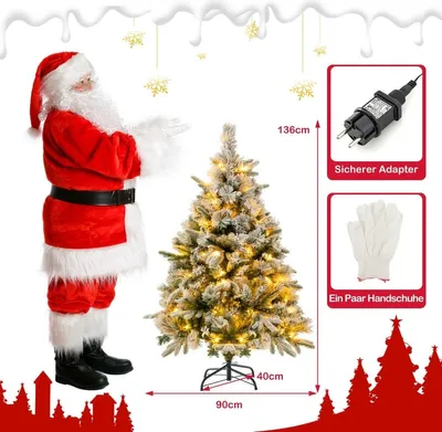 Immagine prodotto di Albero di Natale artificiale da 136 cm con neve e 150 luci LED bianche calde verdi
