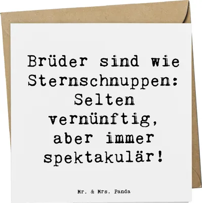 Produktbild von Mr. & Mrs. Panda Grußkarte Spruch Brüder Sternschnuppen - Weiß - Geschenk, Klappkarte, Freude, Glückwunschkarte, Geschenke, Bruder, Geschwister, Kleiner, anlasskarte
