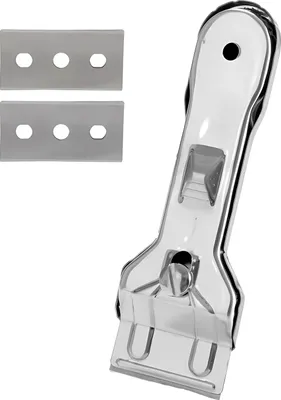Produktbild von GLAS-KERAMIK-SCHABER 14cm mit 2 Ersatzklingen Ceranfeldschaber Glasschaber Kochfeldschaber Glaskeramik Kochfeld 68