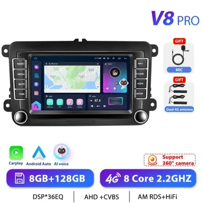 Produktbild von Für VW Golf/Passat/Jetta - Android Autoradio - 2-DIN - 22,9 cm Touchscreen - Android 13 - 8 GB RAM 128 GB ROM - 4G LTE, GPS-Navigation