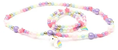 Produktbild von Kinder Einhorn Schmuckset Halskette und Armband mit Perlen