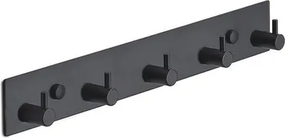 Produktbild von Famanu Garderobenhaken 5 Haken - 32 cm - Edelstahl - Wandgarderobe schwarz