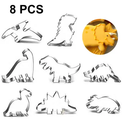 Produktbild von Dinosaurier Ausstechform, Fondant Ausstechform für Kinder beim Plätzchen backen, Edelstahl Ausstechformen Set, Dinosaurier Ausstechform