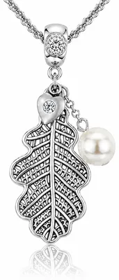 Produktbild von LUISIA® Doppelhalskette "Eichblatt" mit Kristallen von Swarovski® | Silber