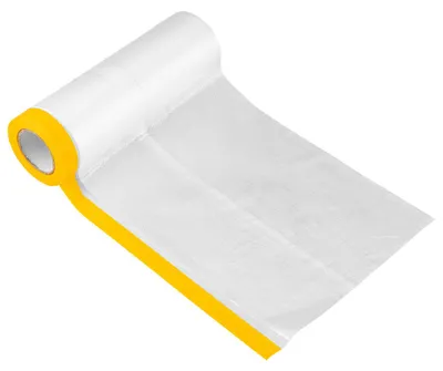 Image de Feuille de peinture de 1,5 m x 15 m avec un ruban adhésif de 1,5 cm de largeur