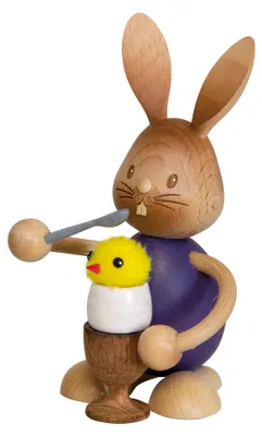 Produktbild von Drechslerei Kuhnert - Dekofigur aus Holz - Hase Stupsi mit Eierbecher - ca. 12cm
