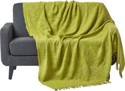 Obrázek produktu pro HOMESCAPES Bavlňná deka Nirvana – dekorační deka 255x360 cm, limetková barva, ručně tkaná, design s texturou, 100% bavlna