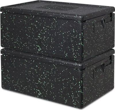 Produktbild von 2 Thermoboxen Gr. 1 mit Deckel, LxBxH 685x485x220 mm, 42 Liter, anthrazit/grün